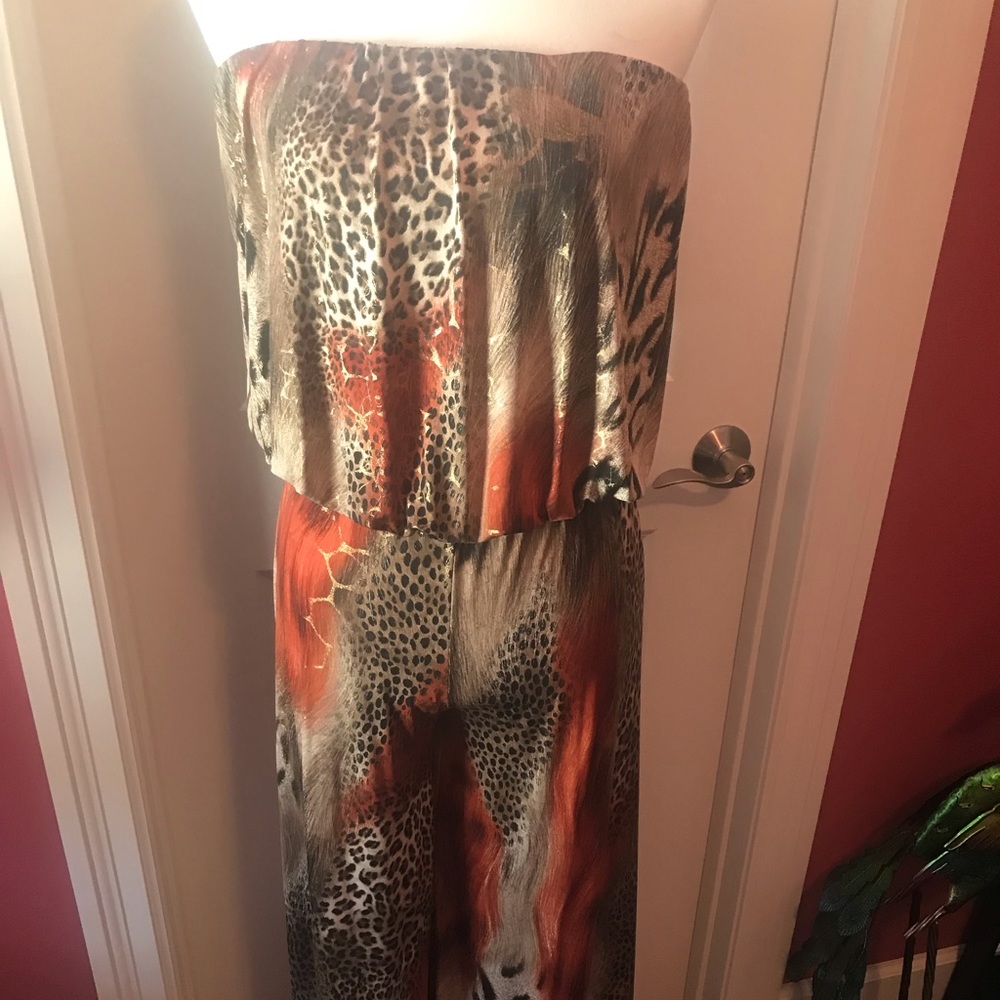 Leopard pant jumpsuit bandeau